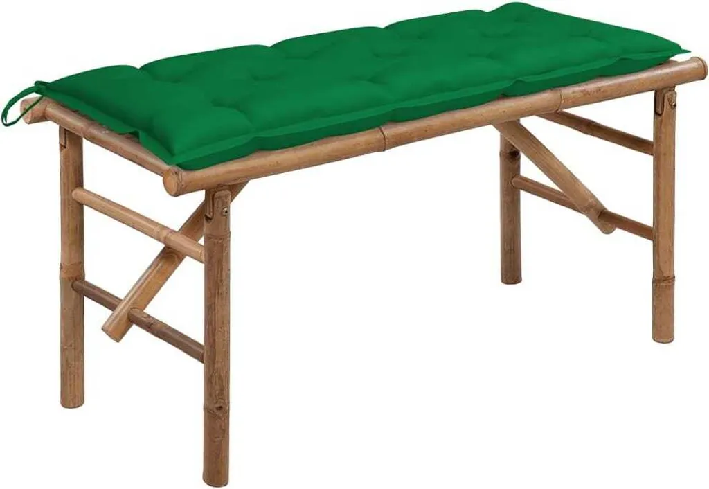 The Living Store Panca Pieghevole Esterni 118 cm Bambù e Cuscino