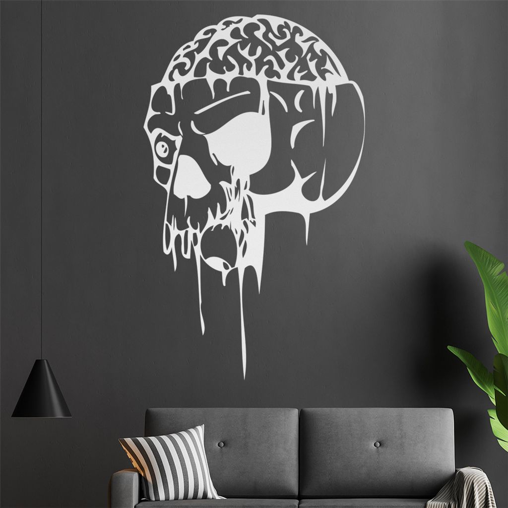 Gehirn Schädel Wandtattoo in 6 Größen - Wandaufkleber Wall Sticker - Dekoration, Küche, Wohnzimmer, Schlafzimmer, Badezimmer