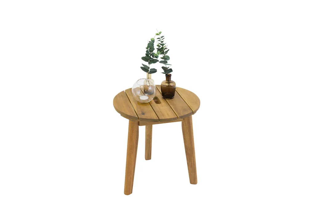Table d'appoint ronde Chania en acacia - Bout de canapé chic Ø40 cm