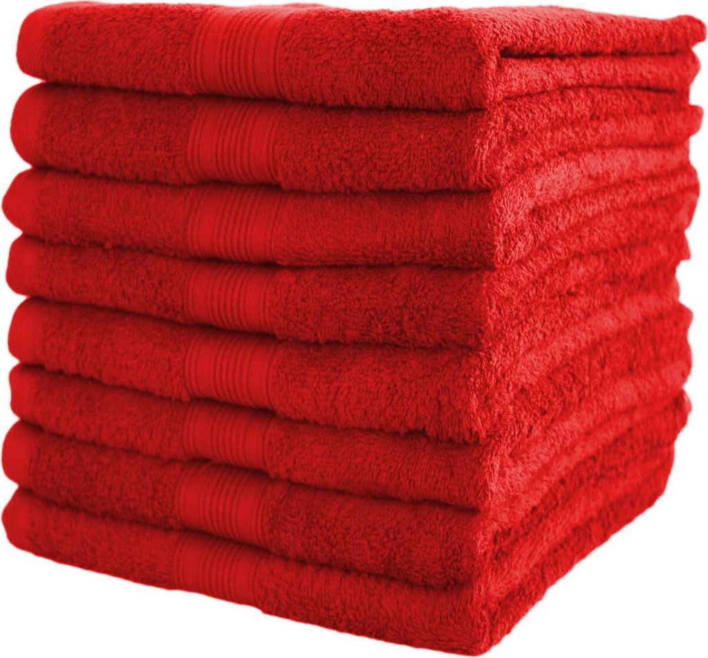 Frottier Handtücher 8er Pack 50x100cm, 100% Baumwolle, Rot Produktbild 