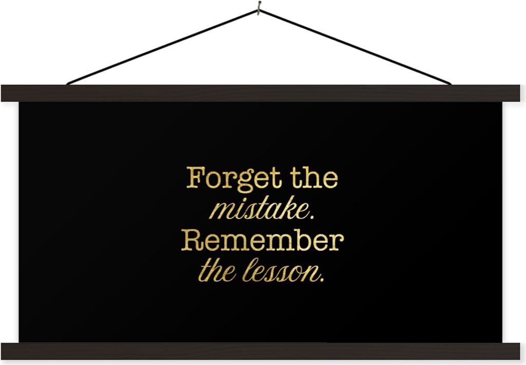 MuchoWow Textilposter Zitate - Les - Gold - Schwarz 150x75 cm mit schwarzem Rahmen - Posterleiste