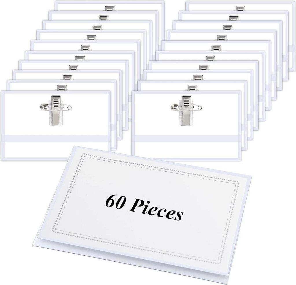Porte-noms 60 pièces PVC Porte-noms avec clip Transparent Image du produit 
