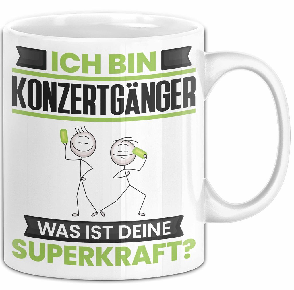 Konzertgänger Tasse Geschenk für Konzertgänger Geburtstag Lustiger Spruch Kaffee-Becher Was Ist Deine Superkraft (Weiß)