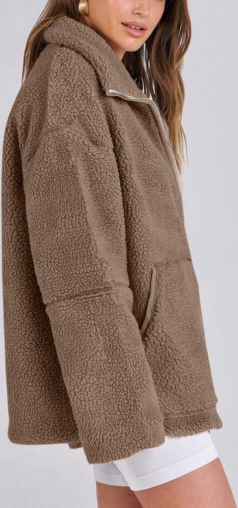 ASKSA Damen Teddy Fleece Jacke Warme Flanell Jacke Dicke Produktbild 4