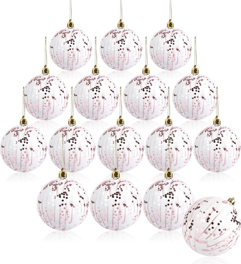 com-four 16x Weihnachtskugeln, Christbaumkugeln bruchsicher aus Kunststoff für Weihnachten, Baumschmuck für den Christbaum mit Anhänger
