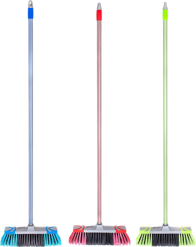 GLAMOUR Besen mit Stiel 27,5cm - 120cm, Mix Farben - Premium Reinigungswerkzeug
