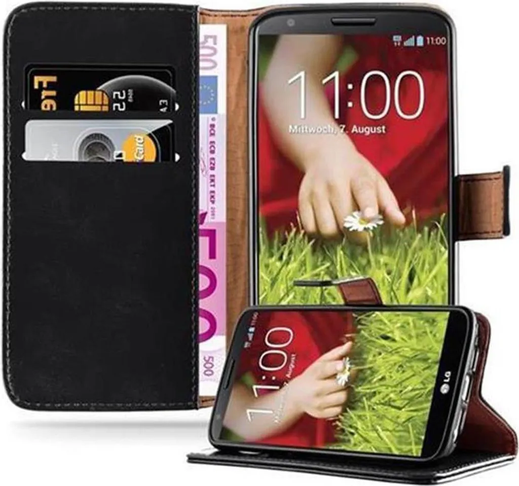 Cadorabo cover per LG G2 cover protettiva in nero cover telefono cellulare cover libro custodia