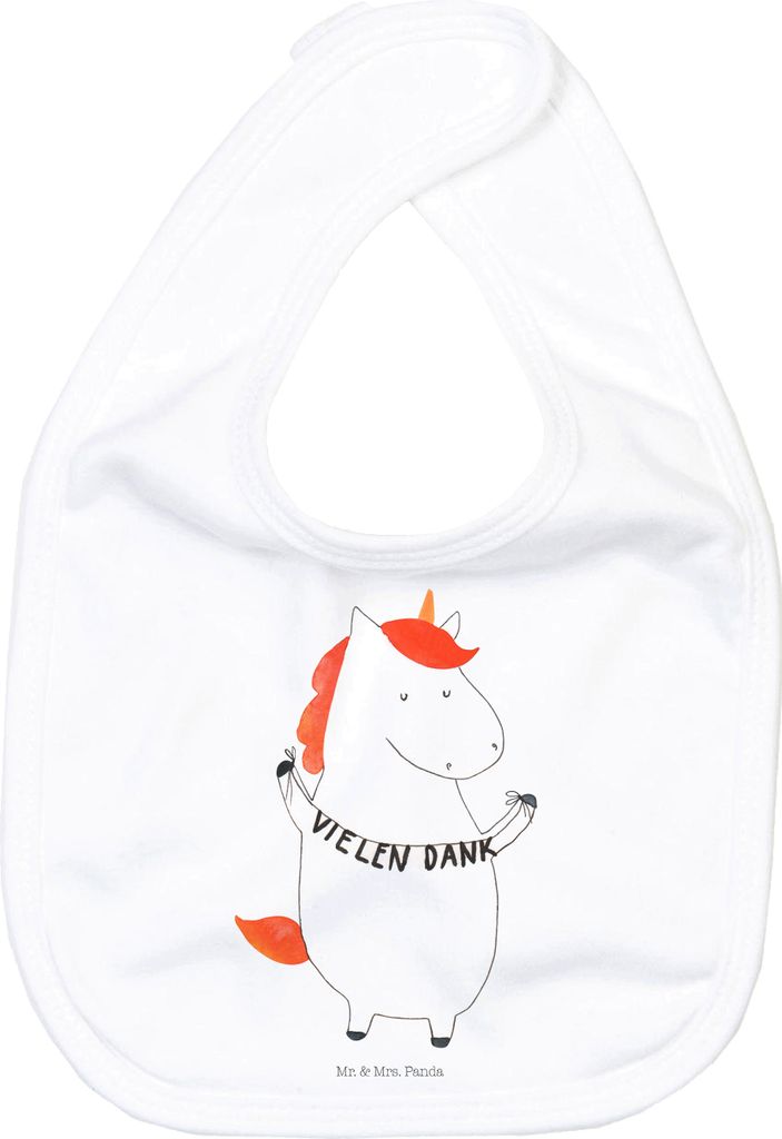 Mr. & Mrs. Panda Lätzchen Einhorn Dankeschön - Weiß - Geschenk, Einhörner, Vielen Dank, Danksagung, Unicorn, Danke, Babylätzchen, Kinderlätzc...