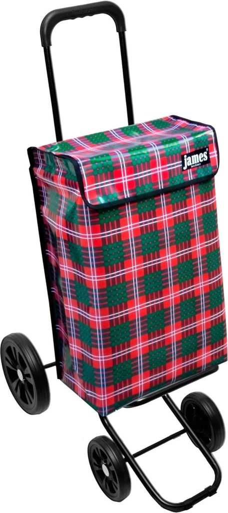 James Einkaufstrolley - SCHOTTEN - stabiler Einkaufswagen mit individuellem Design - mehrfarbig: rot | grün in Ausführung: Quattro-4Raeder