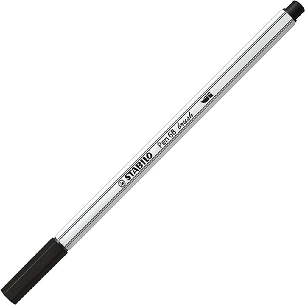 Premium-Filzstift mit Pinselspitze für variable Strichstärken - STABILO Pen 68 brush - Einzelstift - schwarz