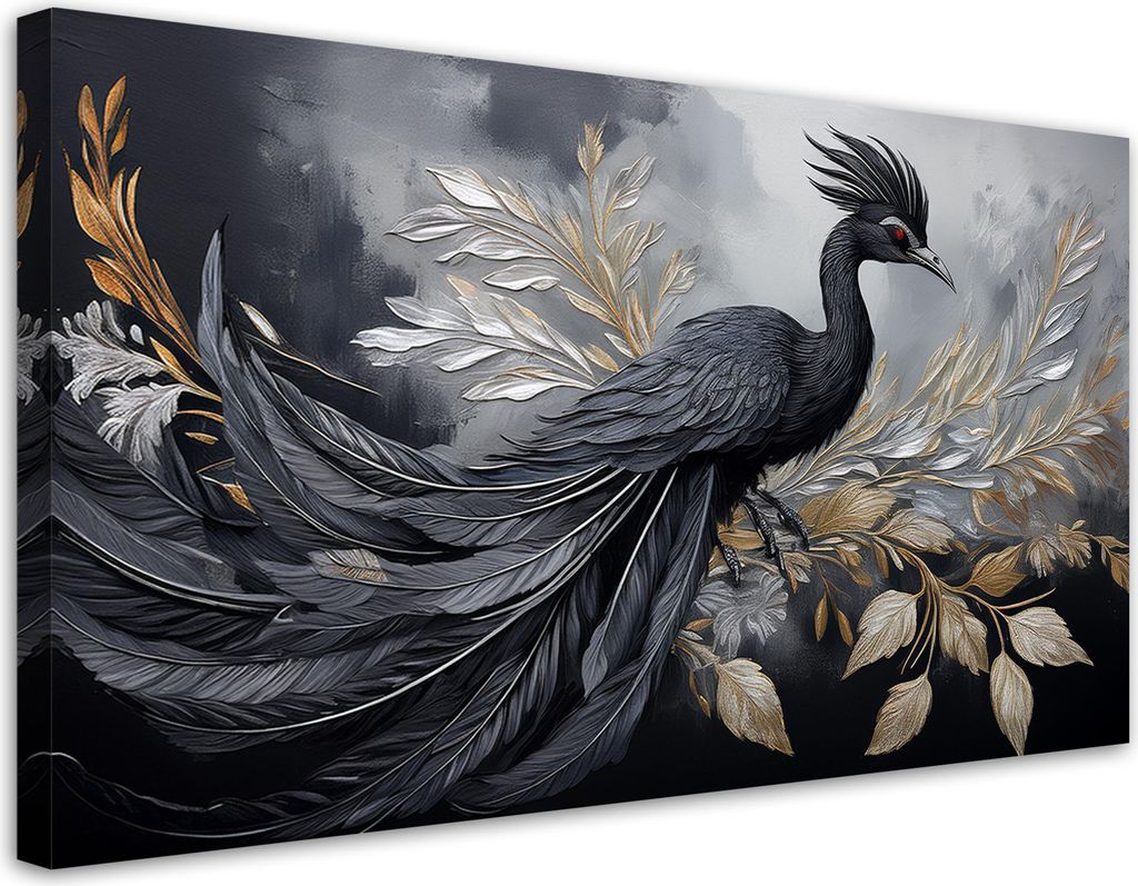 Leinwandbild Gehweg Vögel Tiere Glamour 120x60 Feeby Schwarz bild für die wand bereit zum aufhängen