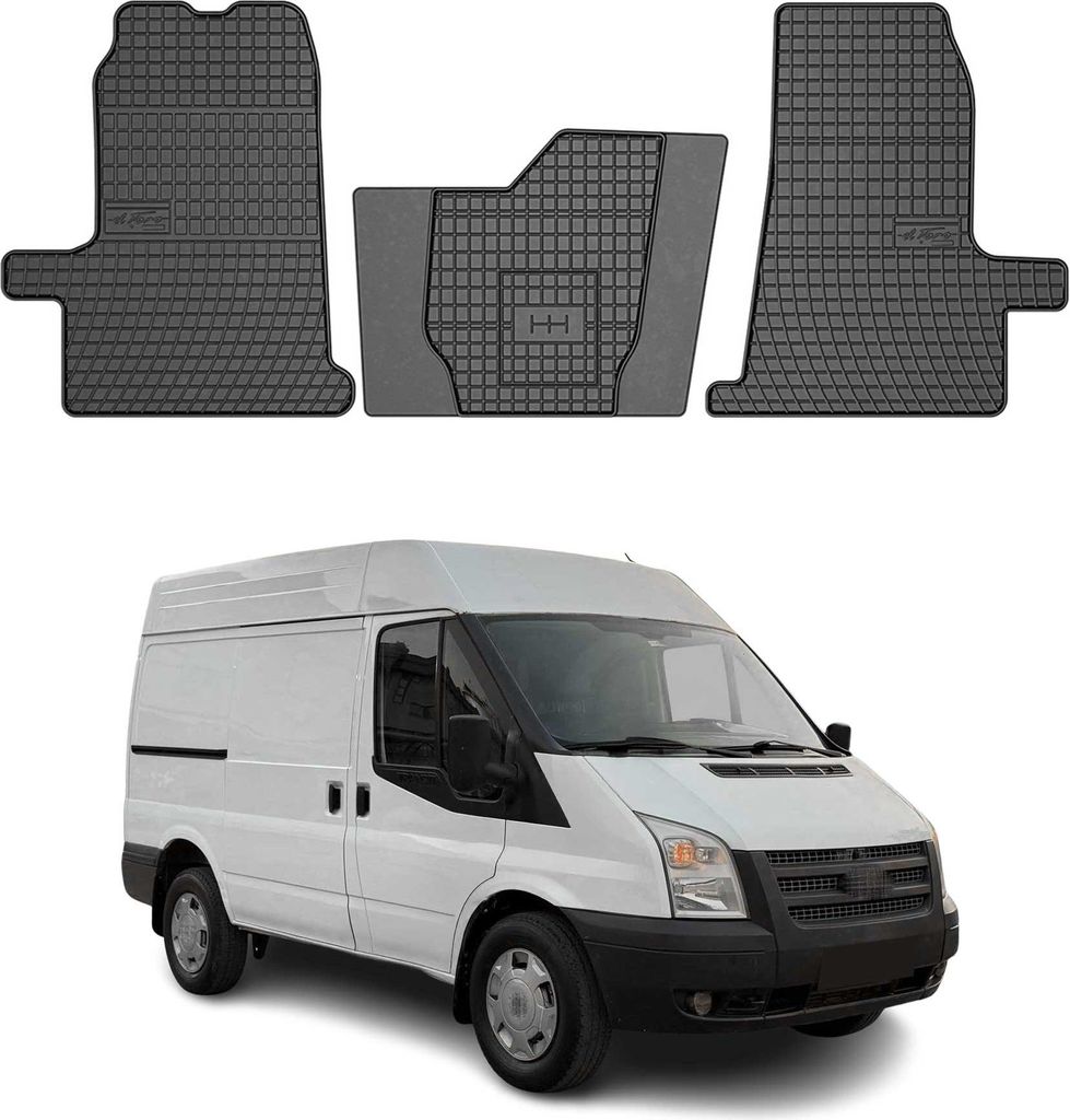 2000-2013 Ford Transit tappetini in gomma nera 3 pz Immagine del prodotto 