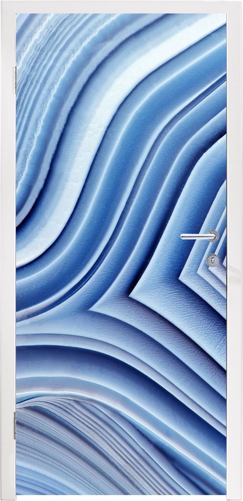 MuchoWow Türtapete Selbstklebende Türfolie Natursteine - Muster - Blau 90x215 cm Türposter Türaufkleber Klebefolie Türklebefolie - Plakat an...