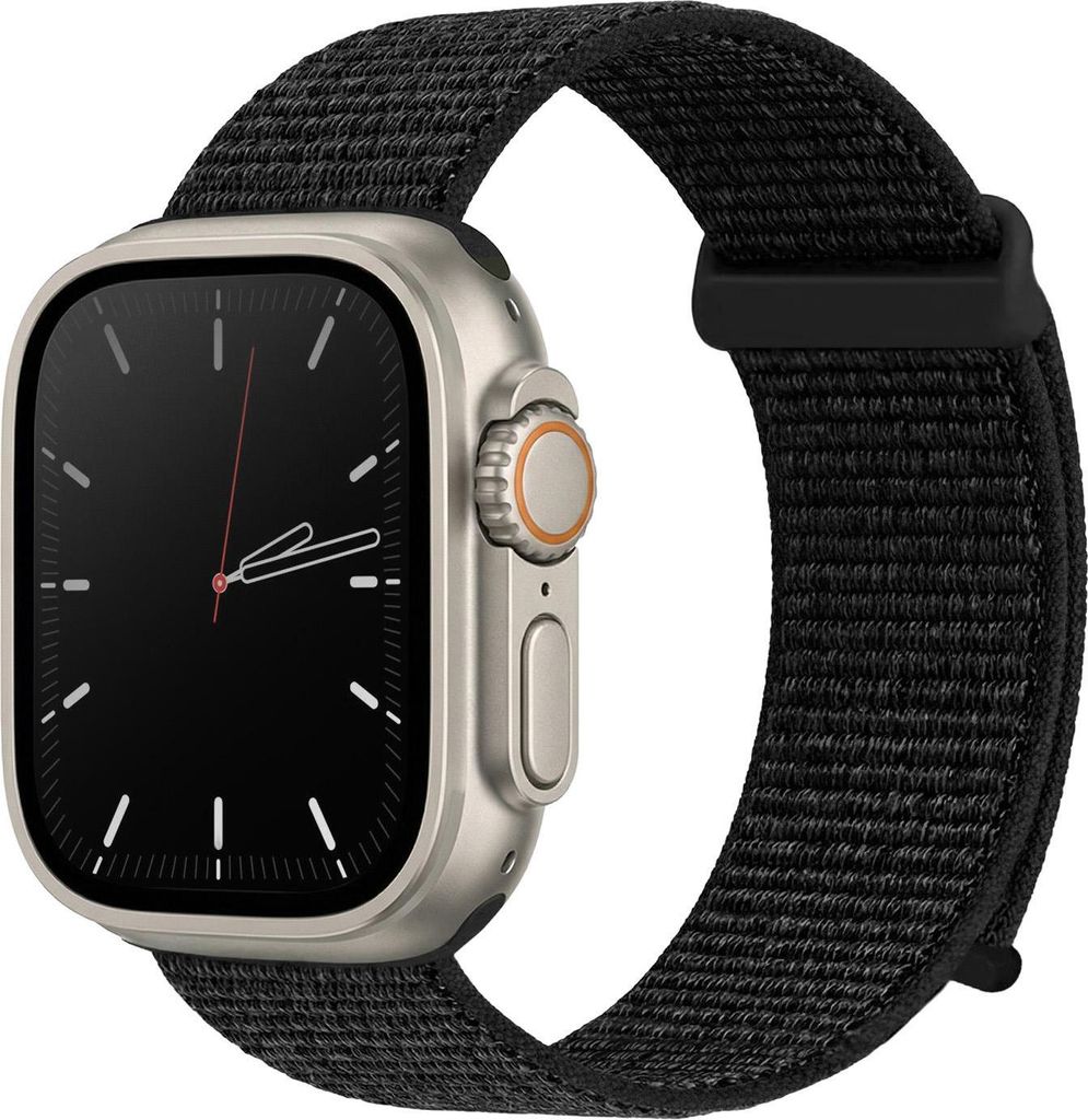 Smartwatch Armband für Apple Watch Ultra 1 49mm Nylon Textil Band Ersatzband Wechselband Klettverschluss flexibel atmungsaktiv Schwarz