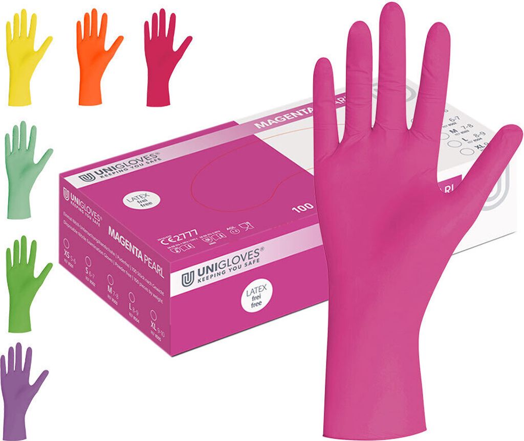Unigloves MAGENTA PEARL Nitrilhandschuhe 7-8 Medium 100 Stück/Box