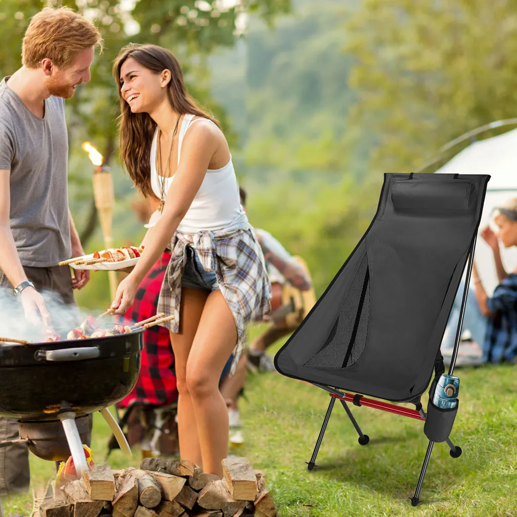Chaise pliante de camping ergonomique grand confort modèle XL noir