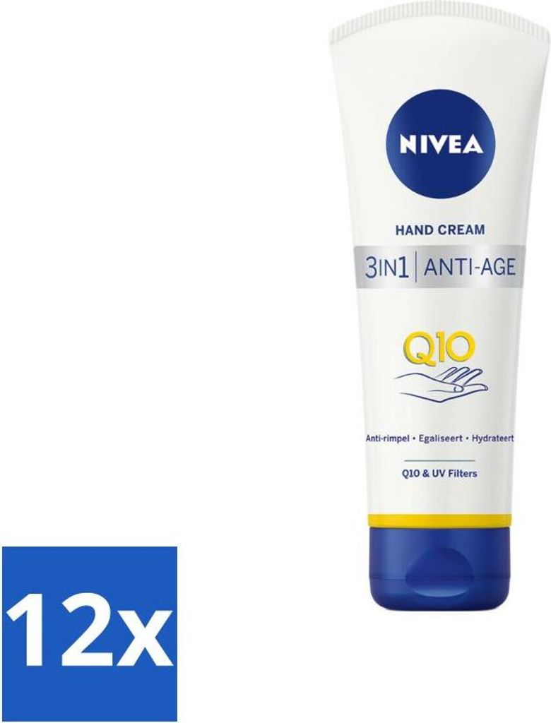 NIVEA - Handcreme - 3-in-1 Q10 Anti-Aging - Anti-Falten - Gleicht aus - Spendet Feuchtigkeit - 100 ml - Vorteilspack - 12 Stücke