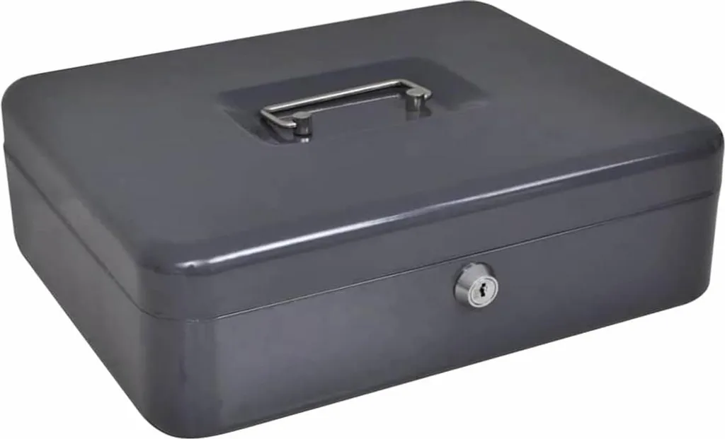 Coffre-fort à serrure Gris foncé 30x24x9 cm en Acier renforcé robuste