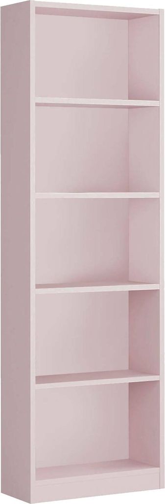 Buchhandlung Dmacagg, Hohes Bücherregal mit 5 Regalen, Büro- oder Schlafzimmerregal, Modernes Regal mit Fächern, 52x25h80 cm, Rosa