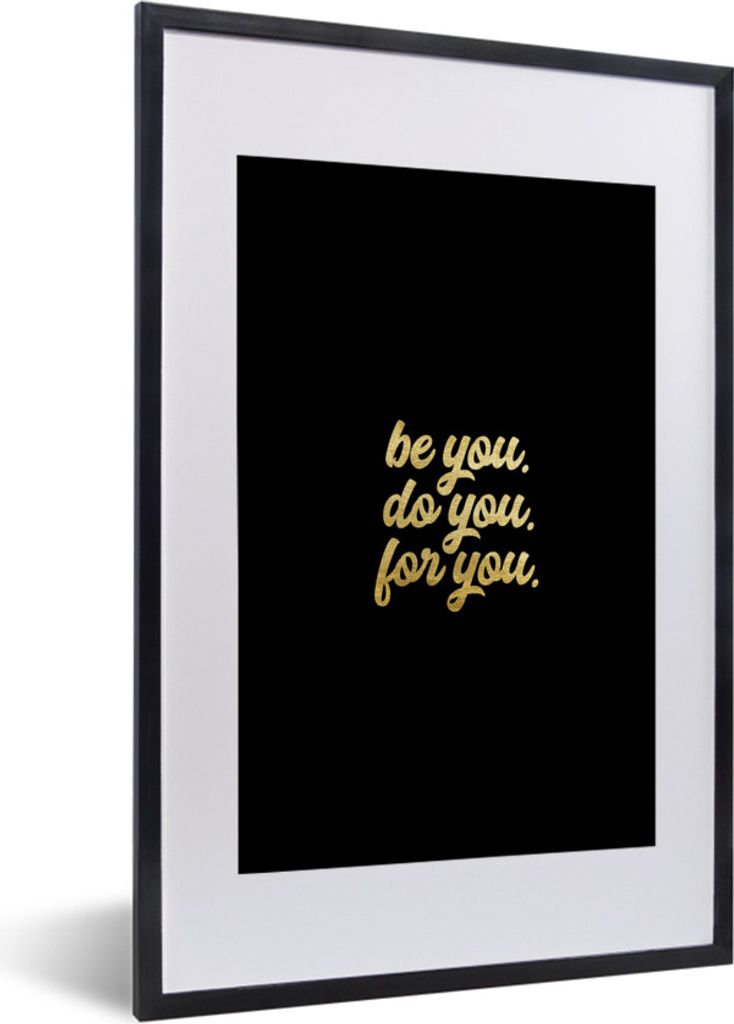 MuchoWow Gerahmtes Poster Zitat - Selbstvertrauen - Gold - Schwarz 40x60 cm - Poster mit Schwarzem Bilderrahmen Wandposter Rahmen Foto Bilder - P...