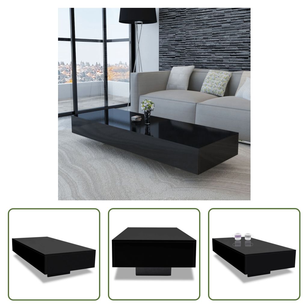 The Living Store Couchtisch Hochglanz-Schwarz Produktbild 