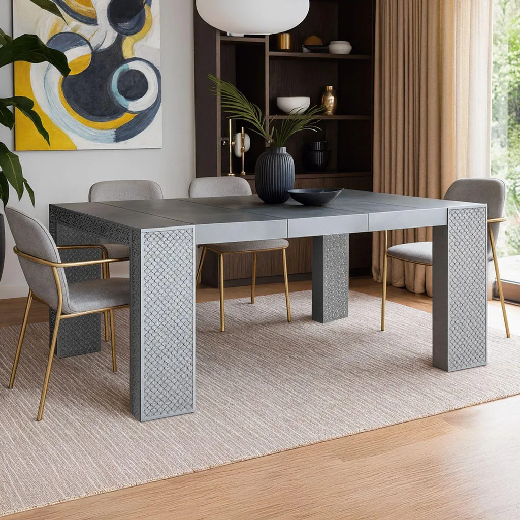 Table Console Extensible Nassau Morocco Gris Menzzo de 45 à 190 cm