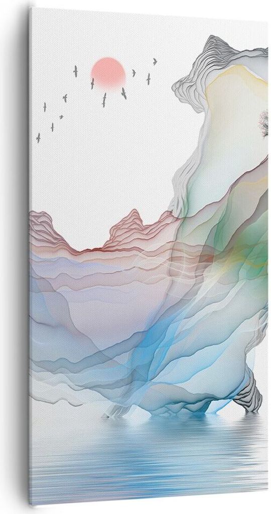 Bild auf Leinwand - Leinwandbild - Einteilig - Wellen Berge Fee - 65x120cm - Wand Bild - Wanddeko - Wandbilder - Leinwanddruck - Bilder - Wanddekor...