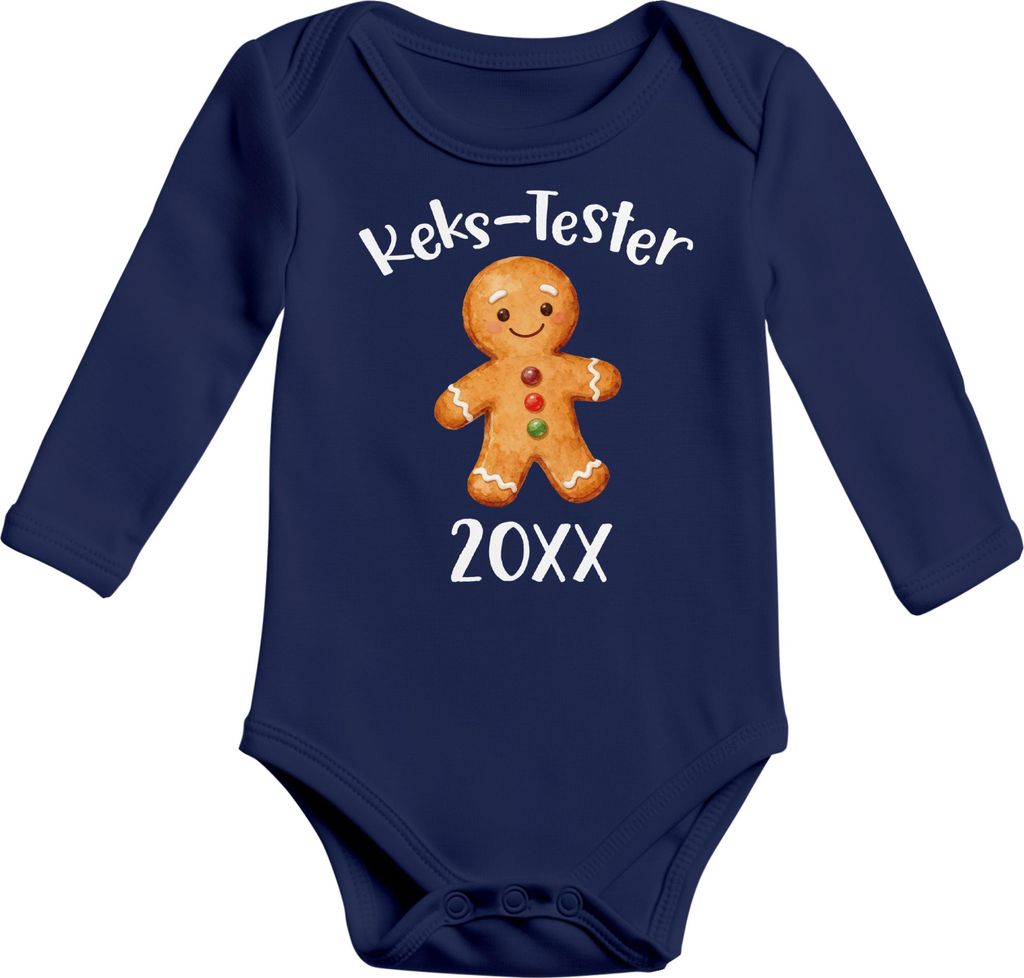 Baby Body langarm Kekstester Lebkuchen Design Jahreszahl personalisiert XMAS Outfit Jungen & Mädchen MoonWorks