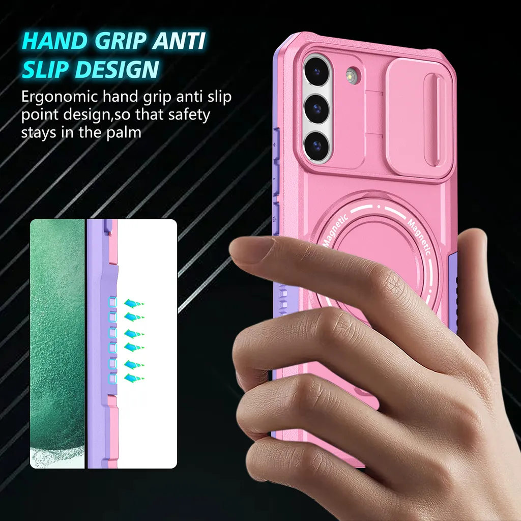 Custodia per Samsung Galaxy S22+ 5G, compatibile con MagSafe, antiurto, antigraffio, trasparente Rosa - 7