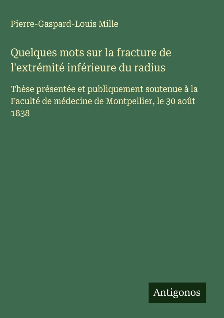 Ein paar Worte zur Fraktur des unteren Endes der Speiche