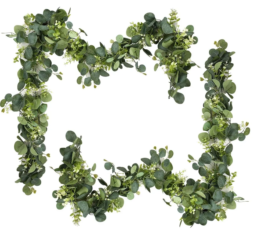 Décoration de Mariage : Guirlande Eucalyptus Artificielle pour Table 2pcs