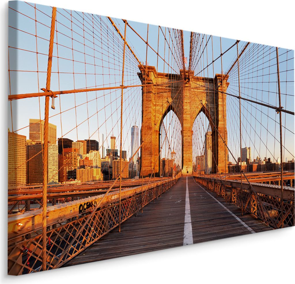 Fabelhafte Canvas LEINWAND BILDER 120x80 cm XXL Kunstdruck Brooklyn Bridge New York