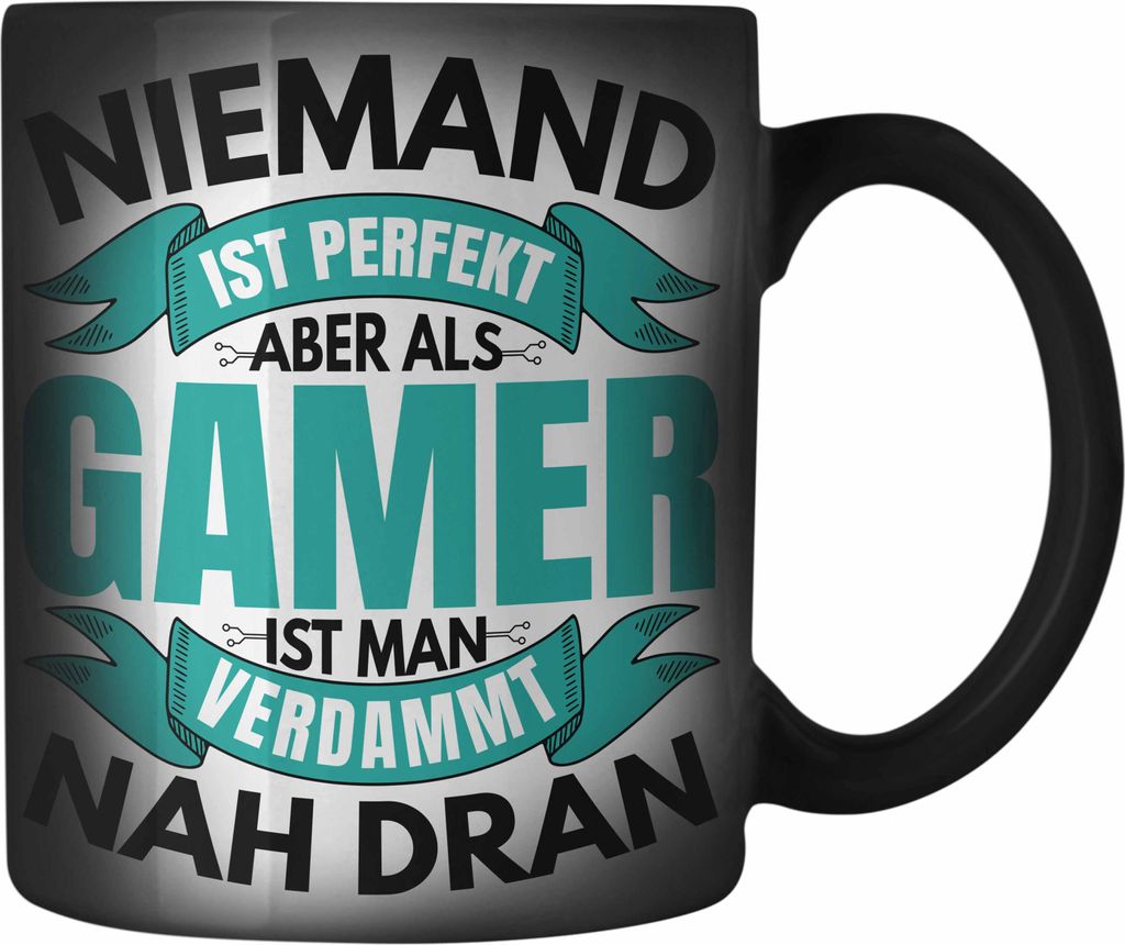 Trendation - Niemand Ist Pefekt Aber Als Gamer Ist Man Nah Dran Farbwechsel Zauber-Tasse Geschenk für Jungs Jungen Geschenkidee zum Geburtstag Lus...