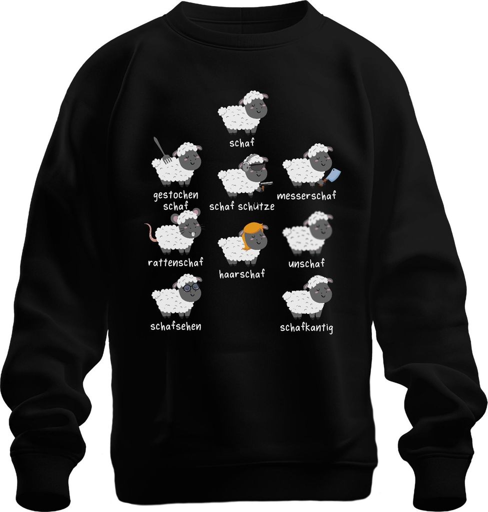 Lustige Schaf Sprüche Wortspiele Schäfchen Tierhumor Bauernhof Uni Sweatshirt Pullover, Schwarz, XL