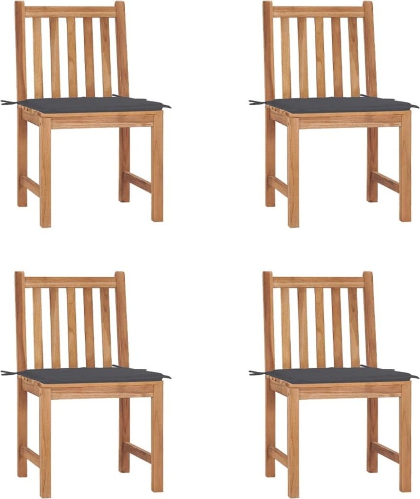 The Living Store Gartenstühle 4 Stk. mit Kissen Massivholz Teak