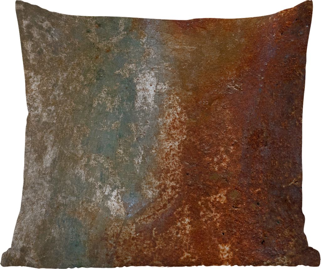 MuchoWow Outdoor Kissen - Stahl - Rost - Alt - Orange - Grau - Muster - Abstrakt - 50x50 cm - Wetterfest - Lounge Kissen - Komfortabel - Kissen m...