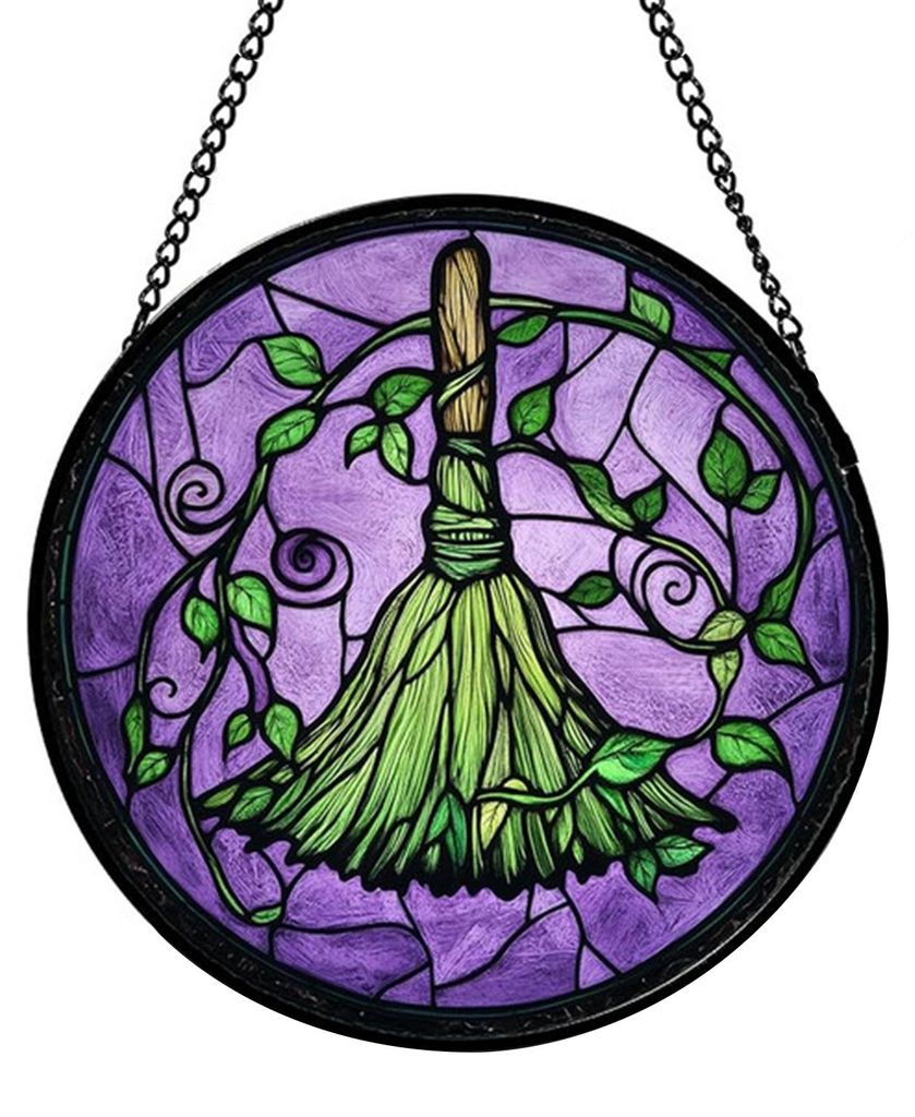 Halloween-Sonnenfänger-Dekoration Spinne Kürbis Fledermaus Hexe Besen Geist Buntglas 2D Flaches Acryl Wand-Fenster-Hängeschild Ornament C