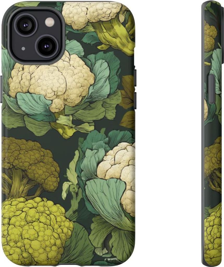 Handgezeichnetes Brokkoli- und Blumenkohlmuster – Hülle Kompatibel mit iPhone 14 Plus