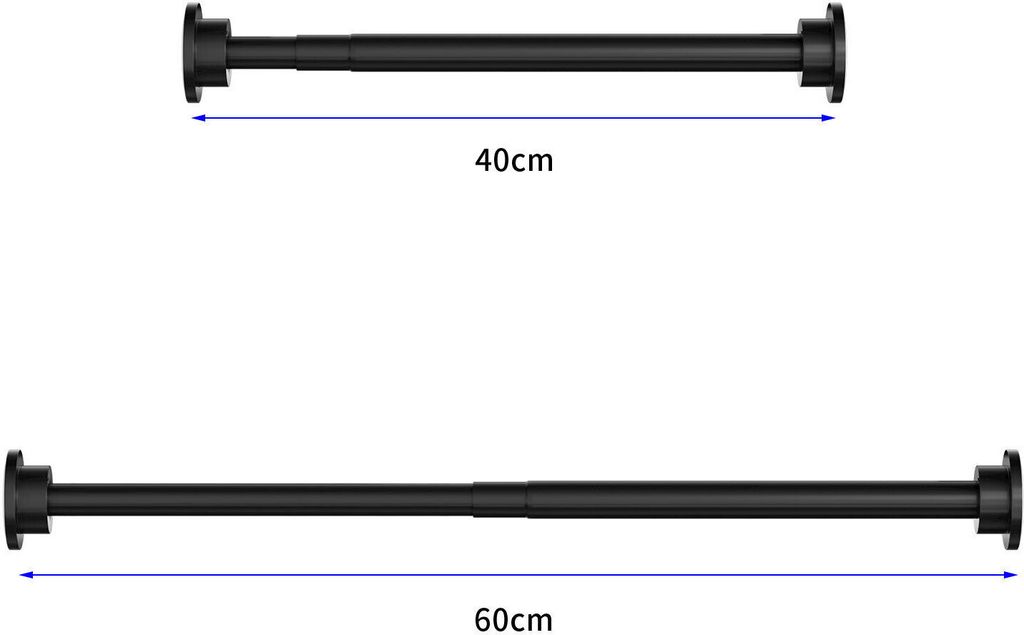 Duschvorhangstange Teleskop Klemm Vorhang Kleider Stange Duschvorhang Ständer Stange Schwarz 40-60cm