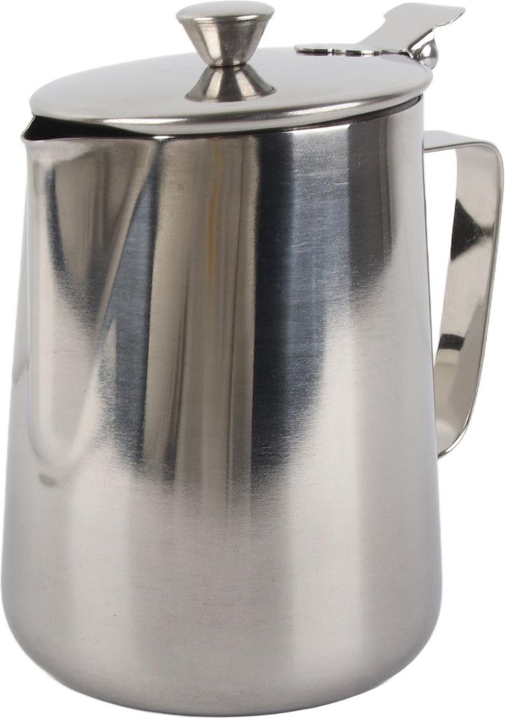 Edelstahl Kaffeetasse Tasse Milchaufschäumer Krug mit Deckel für Latte Coffee Art(1000ml)