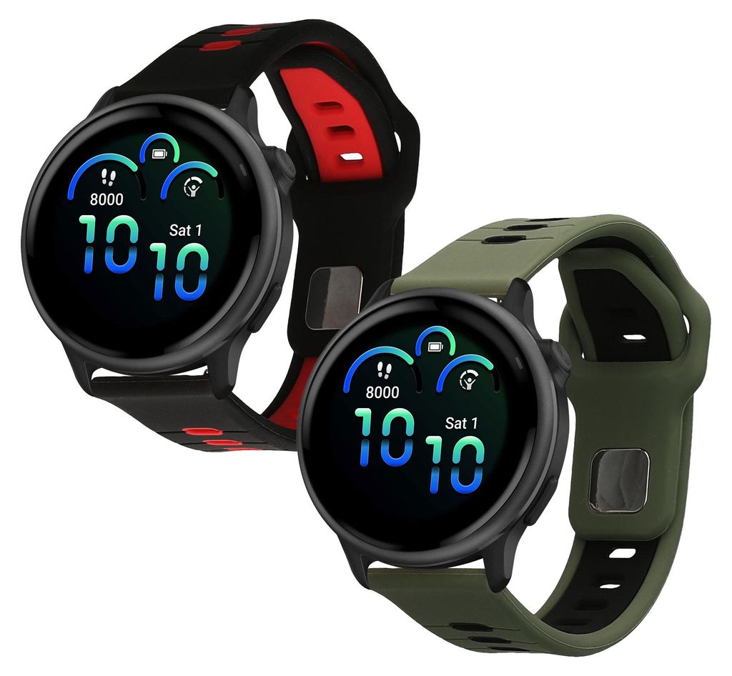 kwmobile 2x Uhrenarmband für Garmin vivoactive 6 / vivomove Trend / Forerunner 55 Armband - Fitnesstracker Band Set aus TPU Silikon - Ersatzarmband