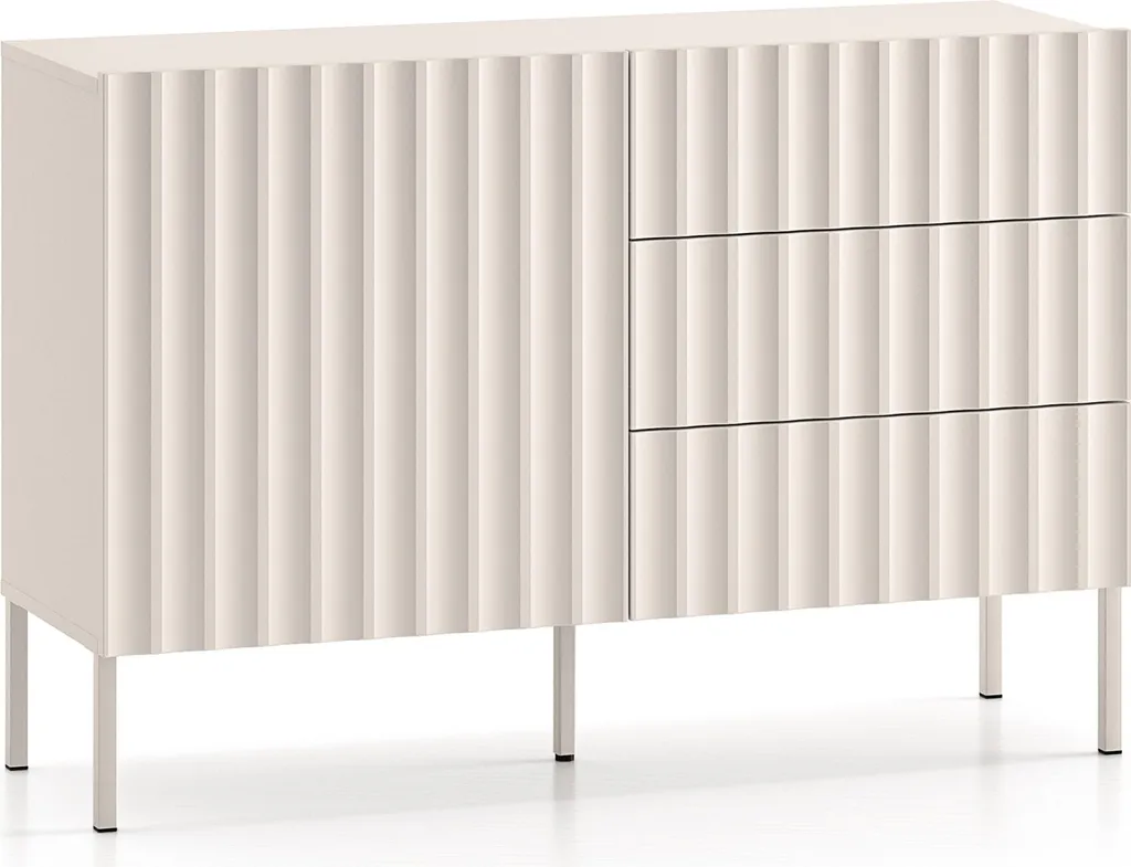 Buffet compact beige Derriva 113 cm : fini le désordre dans le salon