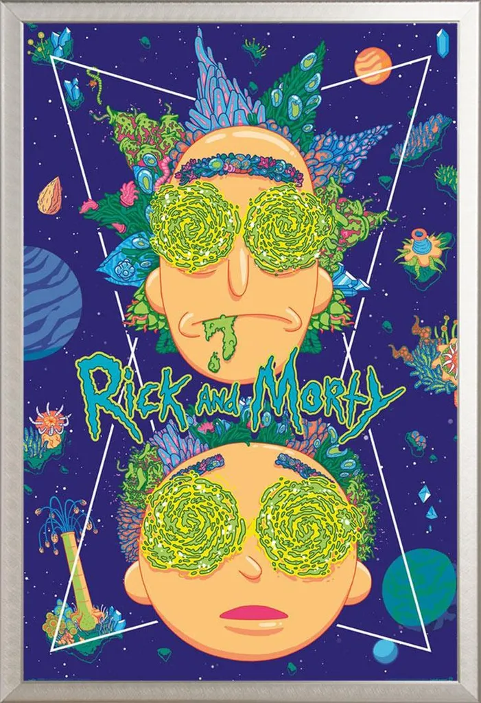 Rick & Morty Poster High in the Sky avec cadre Shinsuke Maxi en aluminium
