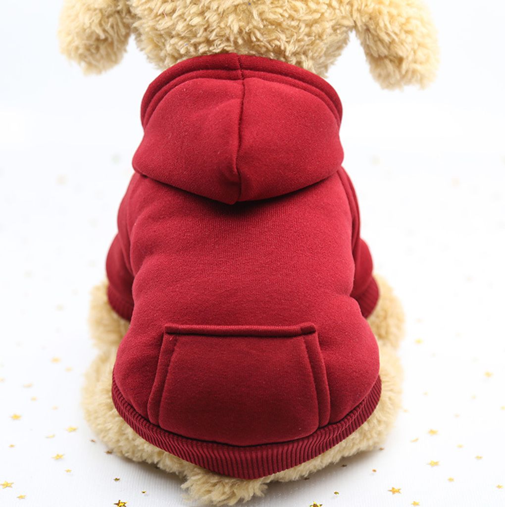 Hunde Hoodie Baumwolle, Hundemantel, Haustier Hund Warm, Mit Kapuze Hund Pullover Haustier Kleidung Hund Katze Kleidung, Hundekleidung Winter, M, Rot