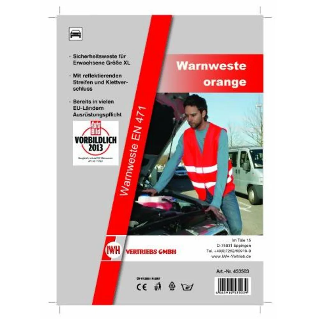 IWH 453503 Gilet Alta Visibilità Arancione Certificato EN 471 Professionale - 4