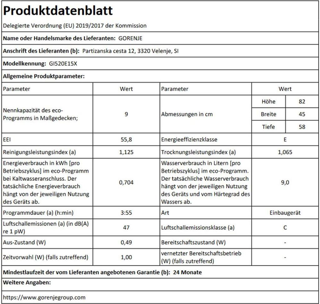 Gorenje - GI520E15X - Einbau-Geschirrspüler - 45 cm - Produktbild 5