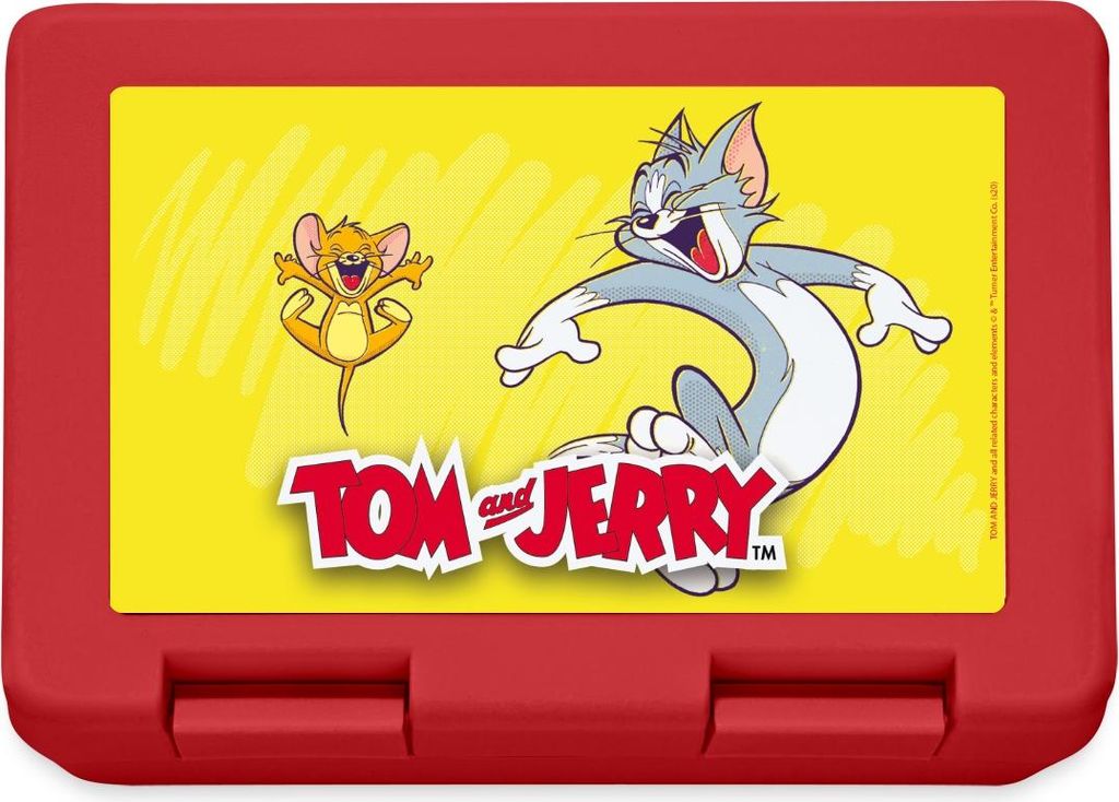 Spreadshirt Tom Und Jerry Glückliche Freunde Brotdose Lunchbox, One size, Rot