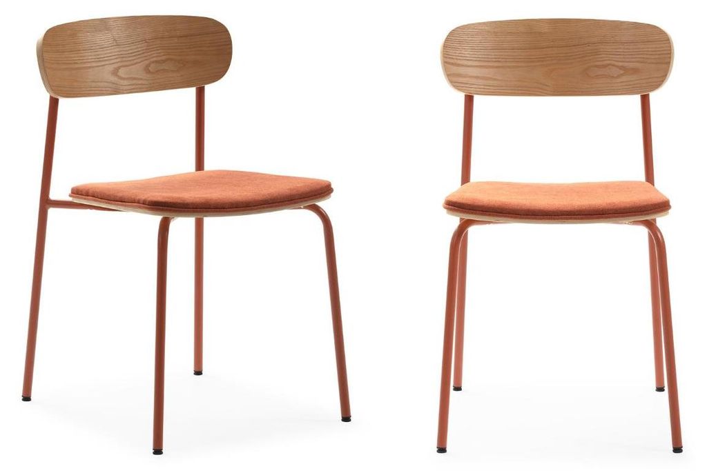 CALICOSY - Lot de 2 chaises en tissu avec pieds en métal Image du produit 