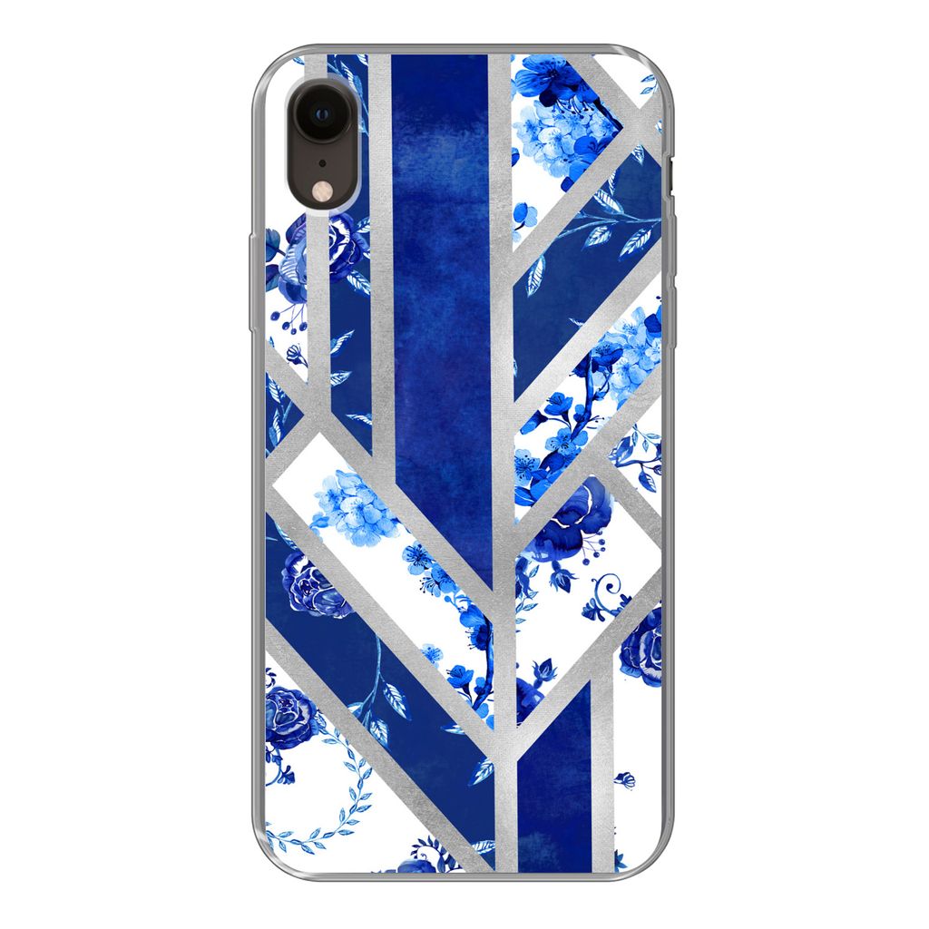 MuchoWow Handyhülle Schutzhülle Hülle für iPhone XR Delfter Blau - Design - Luxus Silikon Softcase Handy Hülle - Schutzdeckel