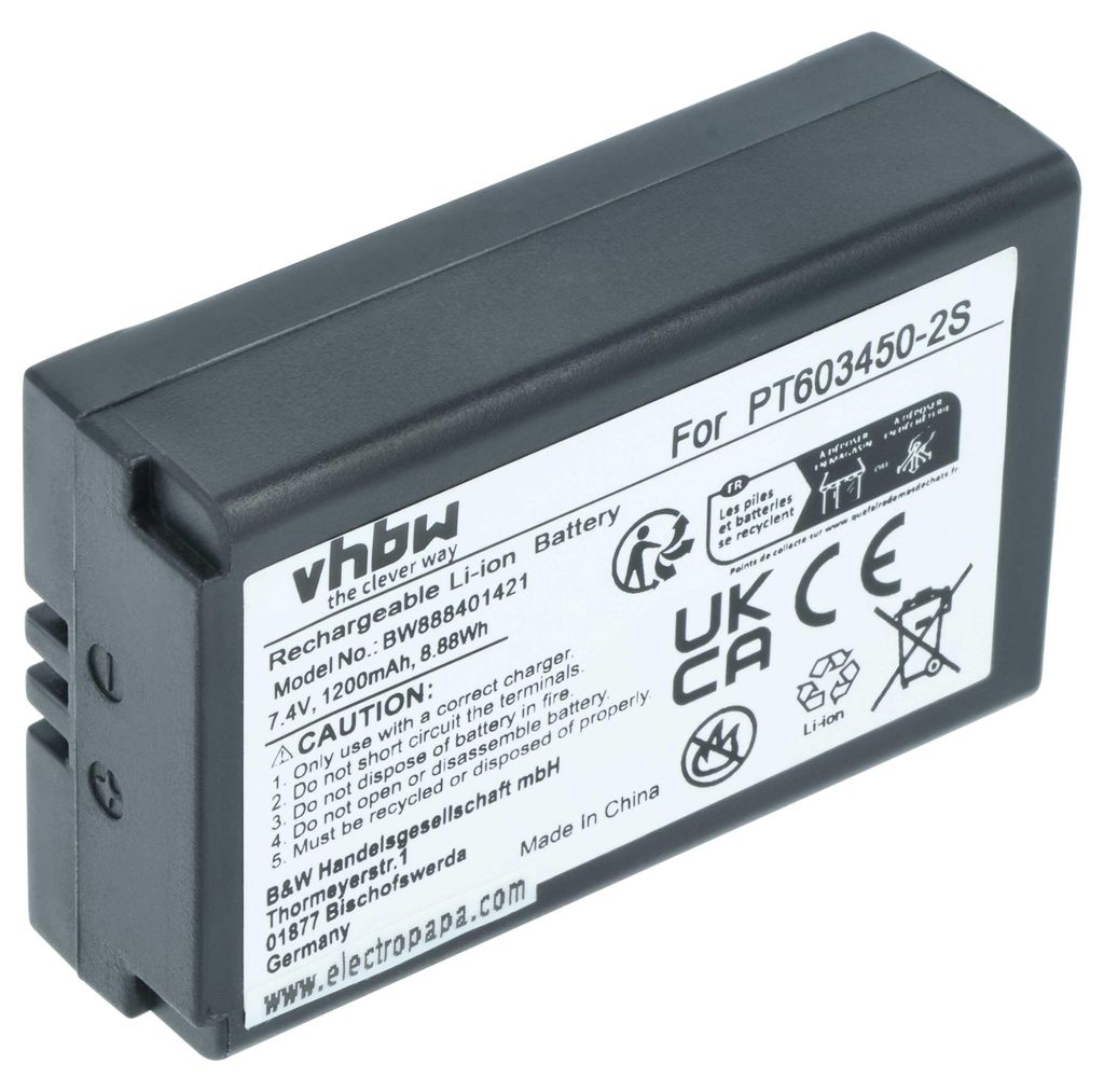 vhbw Akku Ersatz für Extech VPC-BATT für Messgerät (1200 mAh, 7,4 V, Li-Ion)